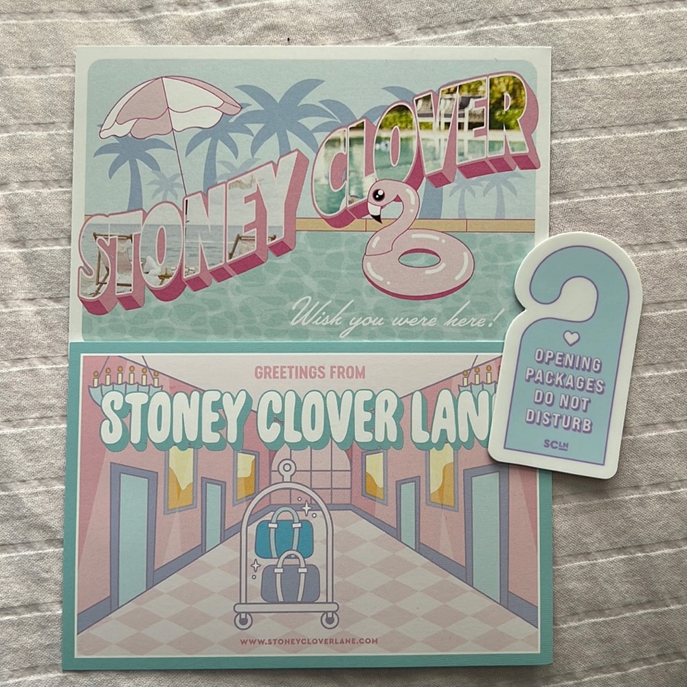 Stoney Clover Lane Postcard duo and sticker
